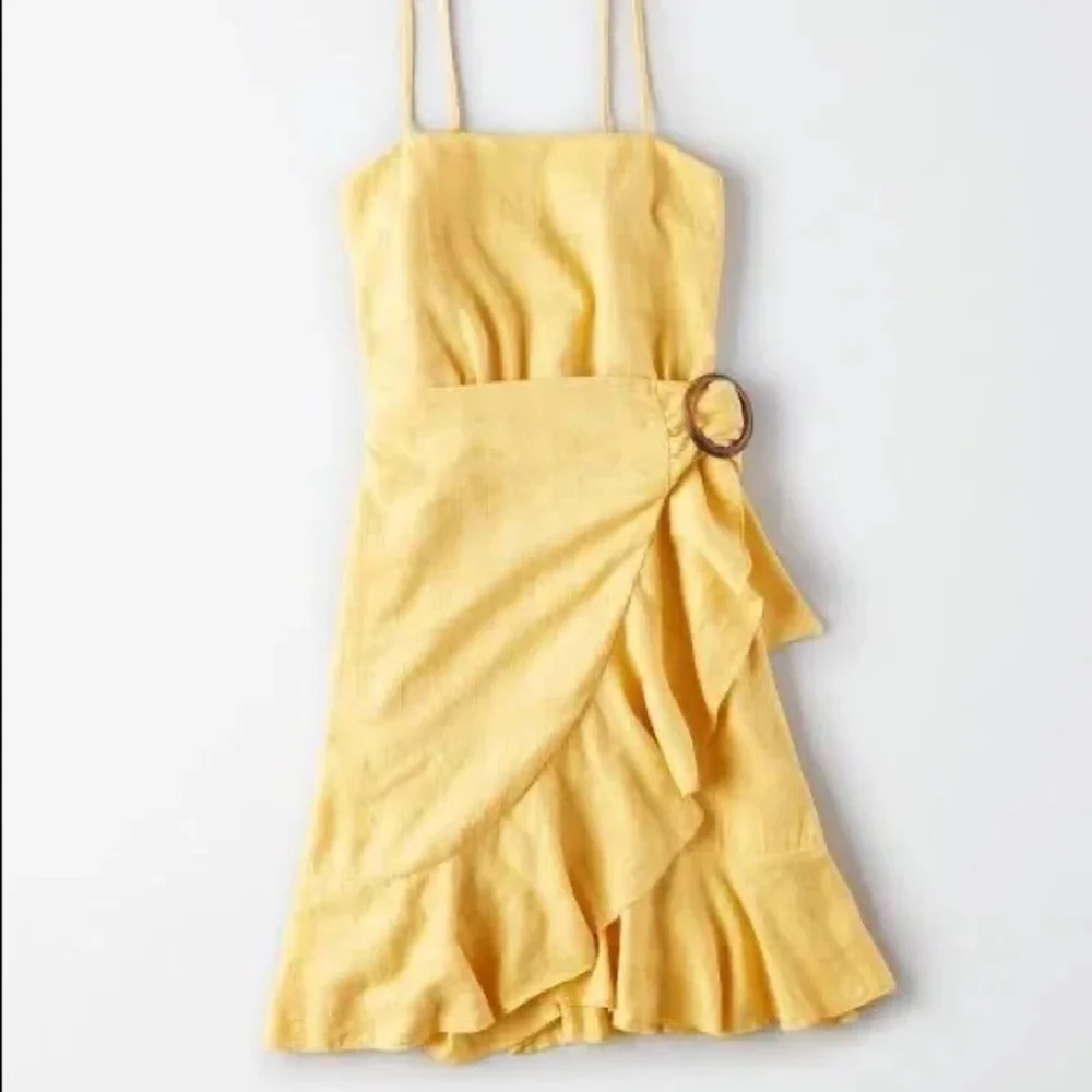 American Eagle faux wrap dress Pale Yellow Size XL - Picture 3 of 9